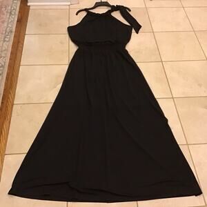 NWT INC Black Halter Maxi LBD Dress Sz M Event Coquette Event Wedding Classic